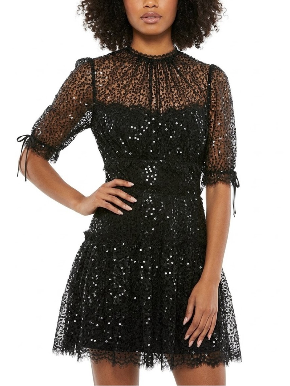 Jonathan Simkhai Black Lace Sequin Dress Size 2 NWT Saks Fifth Ave $745 Retail